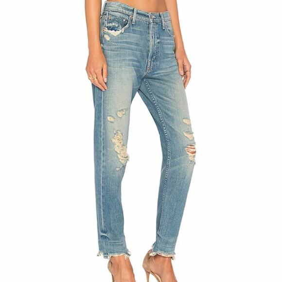 MOTHER Superior The Cheeky Jeans Forbidden Fruit Wash 24 Distressed - Picture 3 of 10